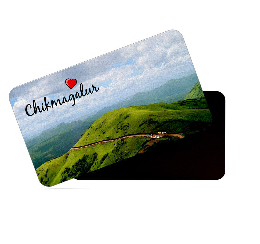 dhcrafts Rectangular Rubber Fridge Magnet / Magnetic Card Multicolor Karnataka Chikmangalur D4 Design Pack of 1 (8.6cm x 5.4cm)